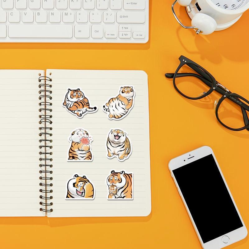 Sticker hổ béo cute Sẵn Hình Dán Trang Trí Mũ Bảo Hiểm Laptop Điện Thoại Ván Trượt Sổ tay Notebook