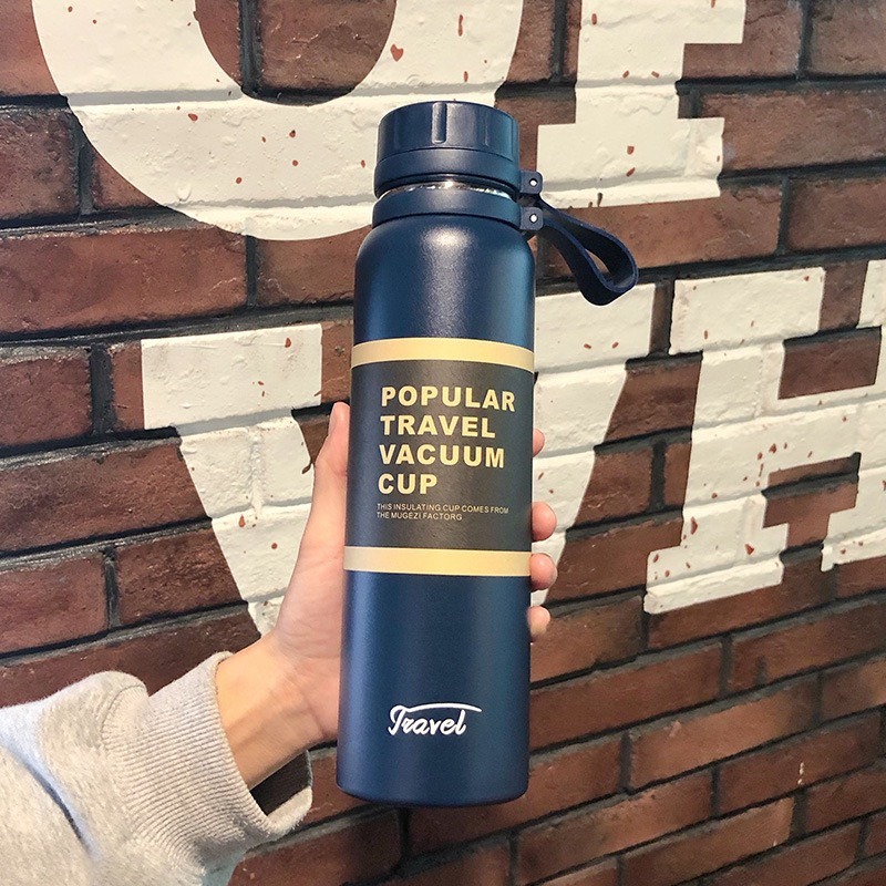 Bình nước Khắc Tên giữ nhiệt 1100ml inox 304 có tay cầm Lalunavn, bình giữu nhiệt Travel giữ nóng lạnh trên 18 tiếng B142