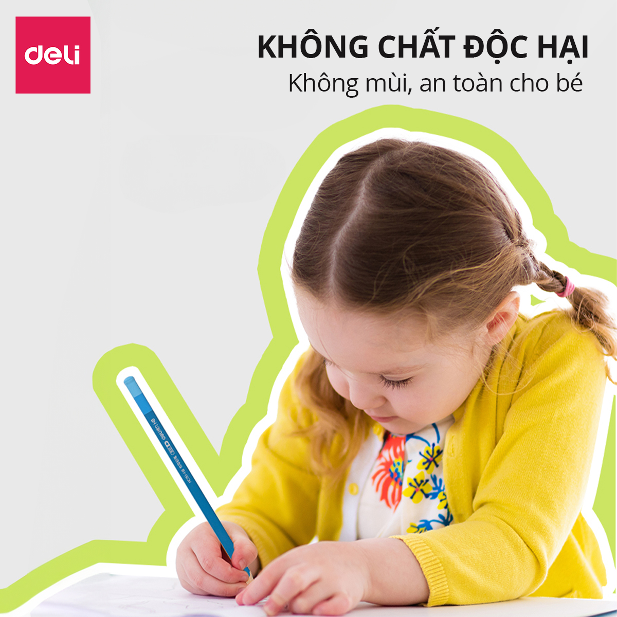 Hộp 10 Bút Chì 2B Paste Deli - Chì Đen Viết Mượt Dễ Tẩy Xóa Văn Phòng Học Sinh Tập Ghi Viết Vẽ Tranh Làm Bài Kiểm Tra