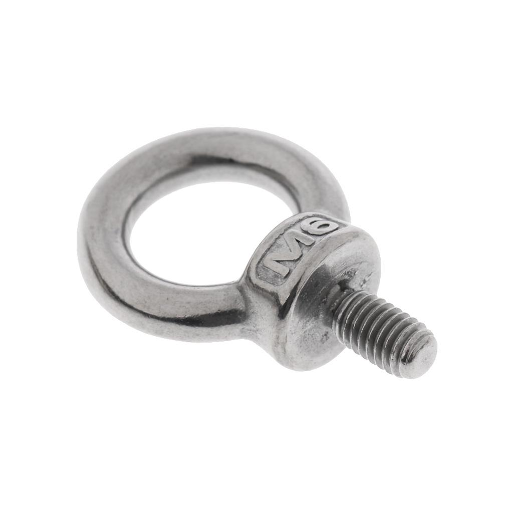 10pcs M6 Marine Grade 304 Stainless Steel Lifting Eye Bolt Ring Screw Bolt