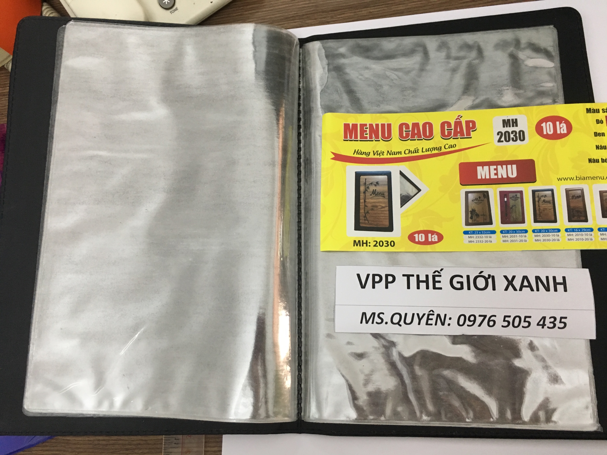 Bìa menu gỗ cao cấp 10 lá 2030 (20*30CM)