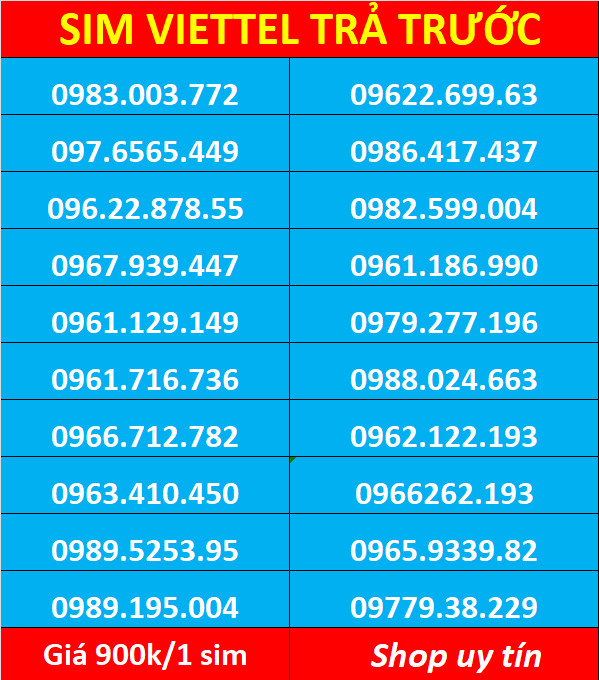 Sim số đẹp Viettel - hàng chính hãng - Đăng kí chính chủ