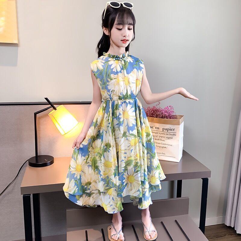 DONGSHOP Cô gái ăn mặc mùa hè 2022 Hàn Quốc phiên bản Trung Quốc lớn bé gái công chúa váy tây mùa hè trẻ em bãi biển váy