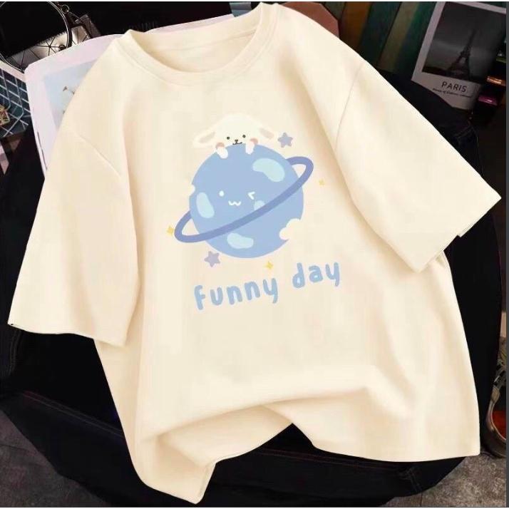 Áo phông, áo thun nam nữ form rộng tay lỡ Unisex FUNNY DAY Từ 50-70kg
