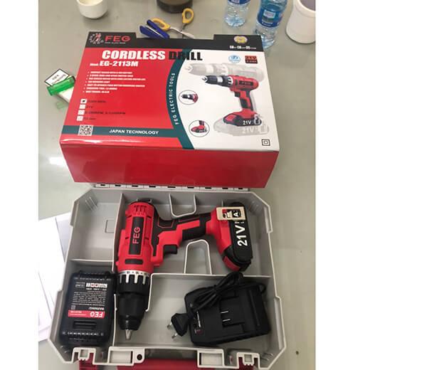 MÁY KHOAN VẶN VÍT DÙNG PIN 21V 13MM FEG EG-2113M - HÀNG CHÍNH HÃNG