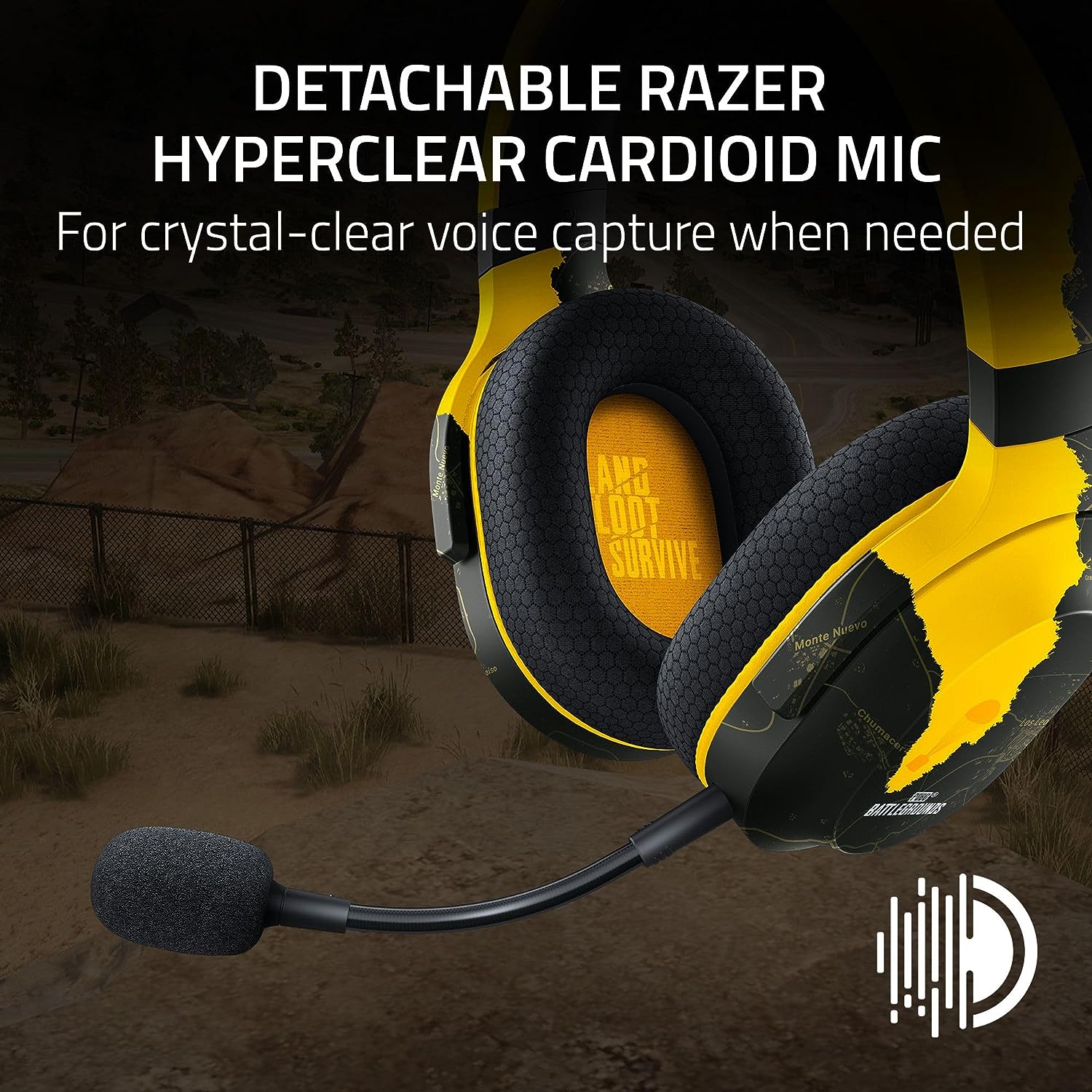 Tai nghe không dây chùm đầu Razer Barracuda X -Wireless Multi-Platform Gaming and Mobile Headset-PUBG: Battlegrounds Edition_Mới, hàng chính hãng