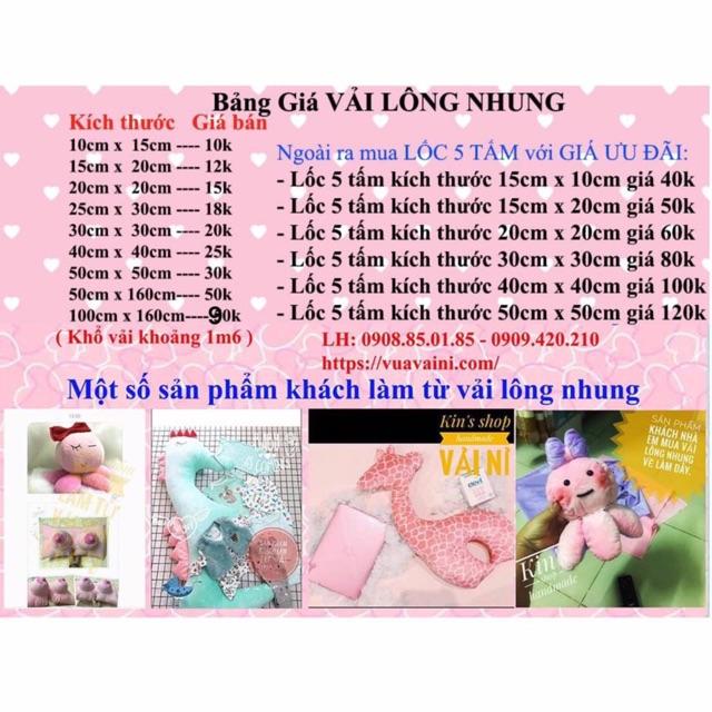 Vải lông nhung mềm mịn chuyên dùng may gối, thú bông, may doll, outfit doll