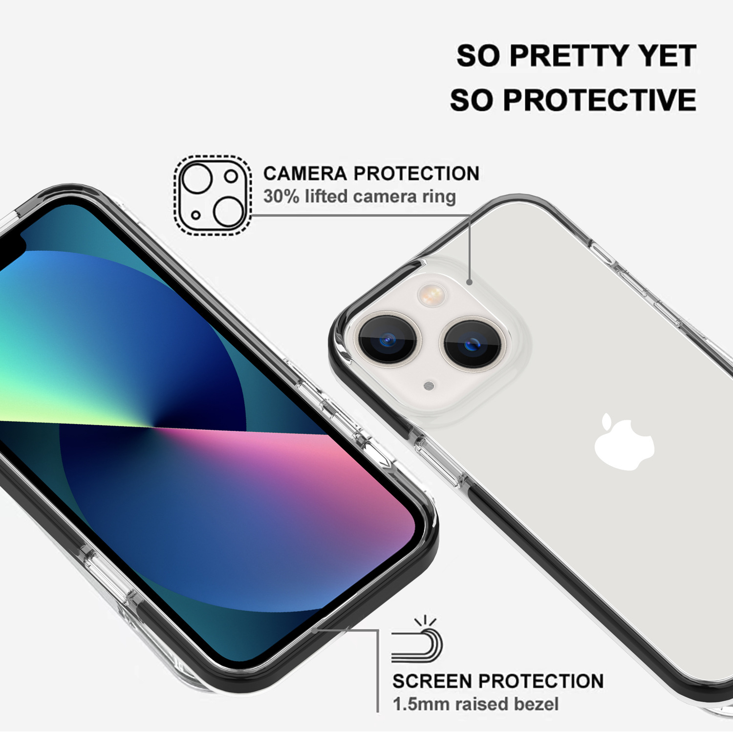Ốp Lưng TPU Trong Suốt Viền Đen Cho iPhone 14 / 14 Plus / 14 Pro / 14 Pro Max