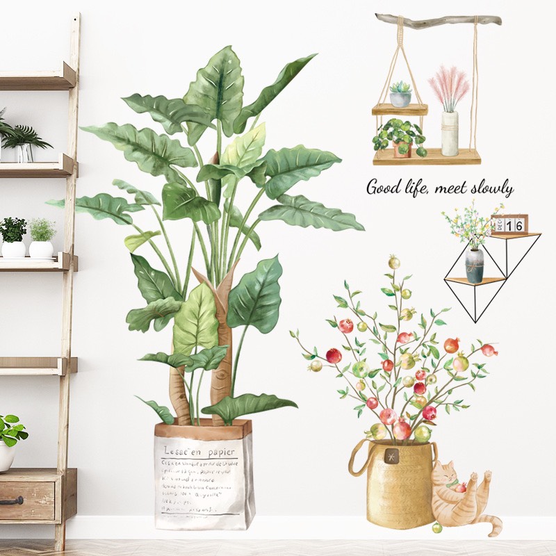 Decal Dán Tường Hoa Lá Trang Trí Phòng Ngủ, Phòng Khách - AY10257 NHAXINH10