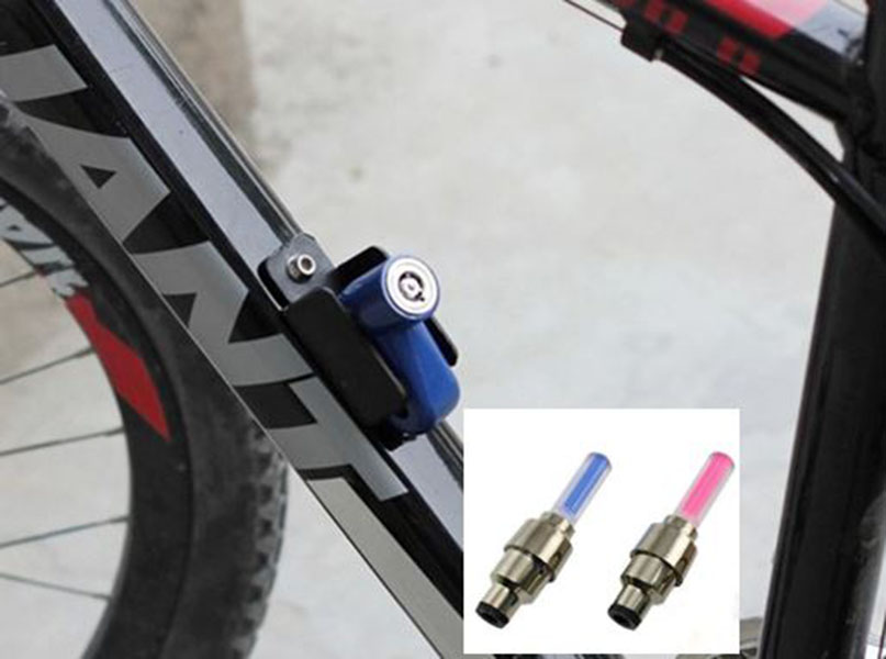 [COMBO] Ổ khóa phanh đĩa chống trộm cho xe đạp thể thao (Giao màu ngẫu nhiên) + Tặng 2 đèn LED Van xe