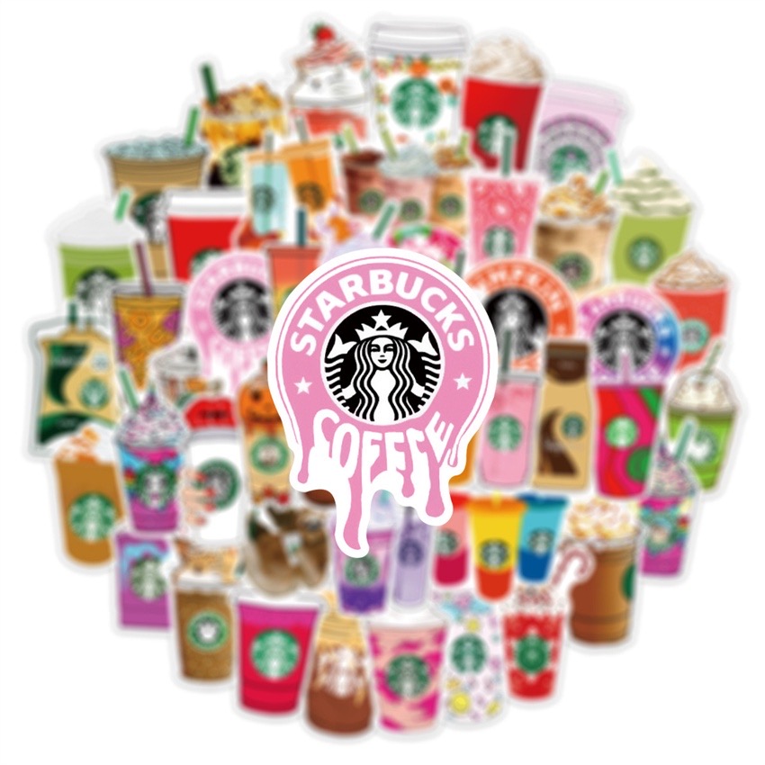 Bộ 50 Sticker nhãn dán Coffee đáng yêu ngọt ngào