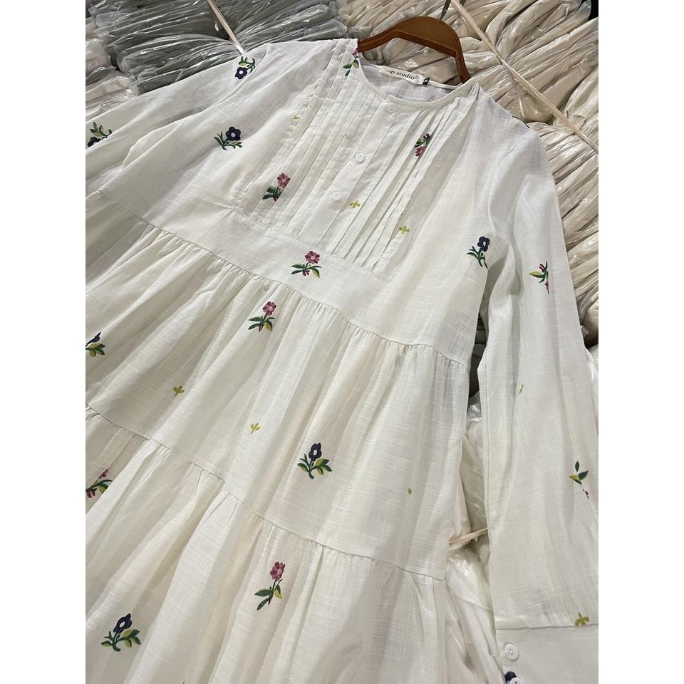 Set 2 món chất hoa đũi EMIX, đầm babydoll dáng ngắn kèm áo 2 dây, dài tay, form rộng 00166