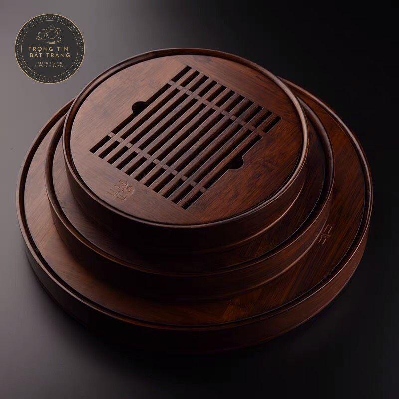 Khay Trà Tre Cao Cấp Tròn Lớn Kích Thước 38*5 KT 14.3