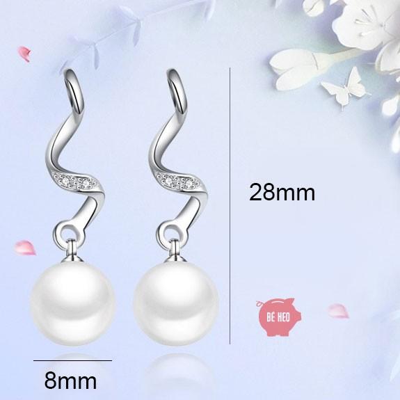 Bông tai ngọc nhân tạo lượn sóng