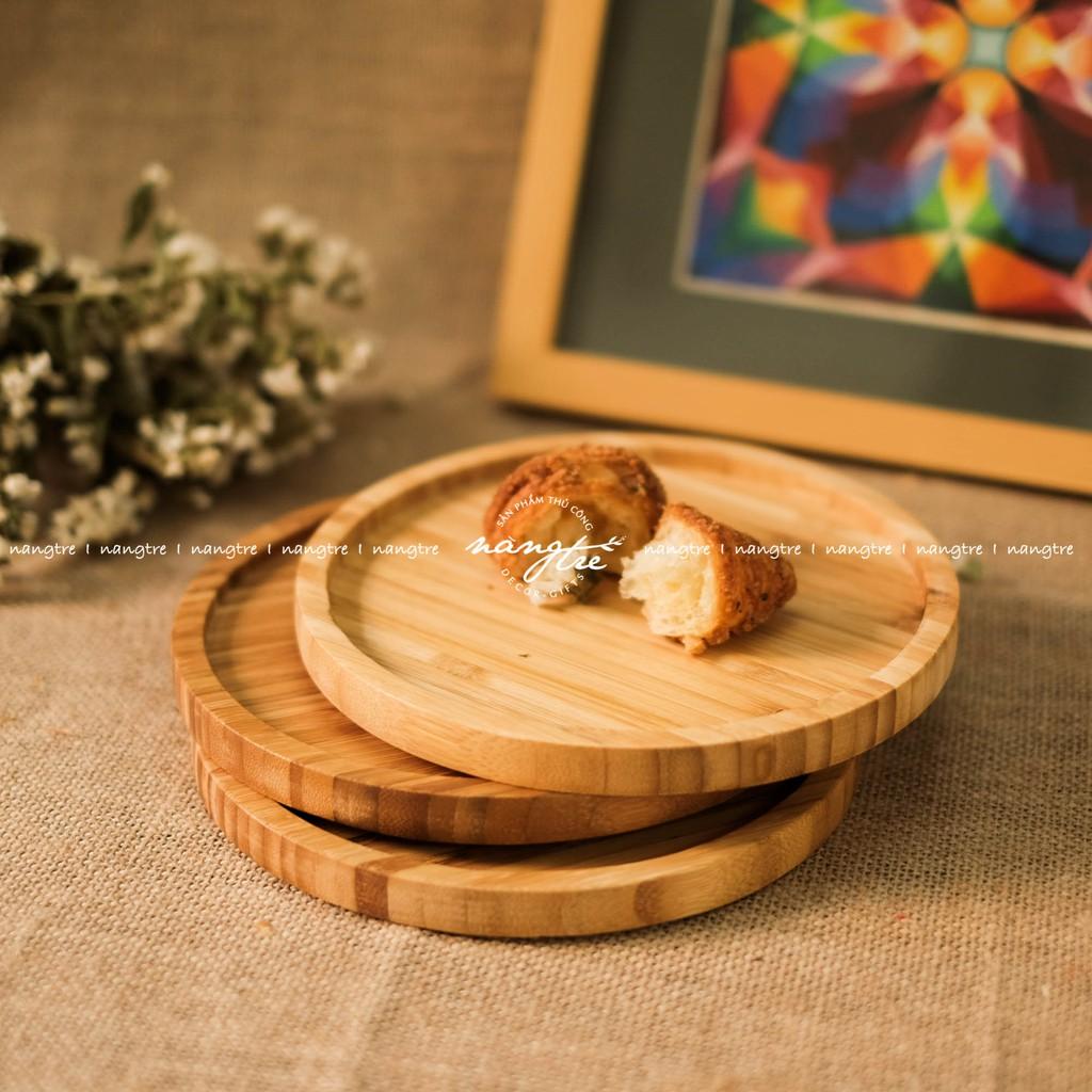 Khay gỗ tre tự nhiên hình tròn - Khay tre đựng thức ăn