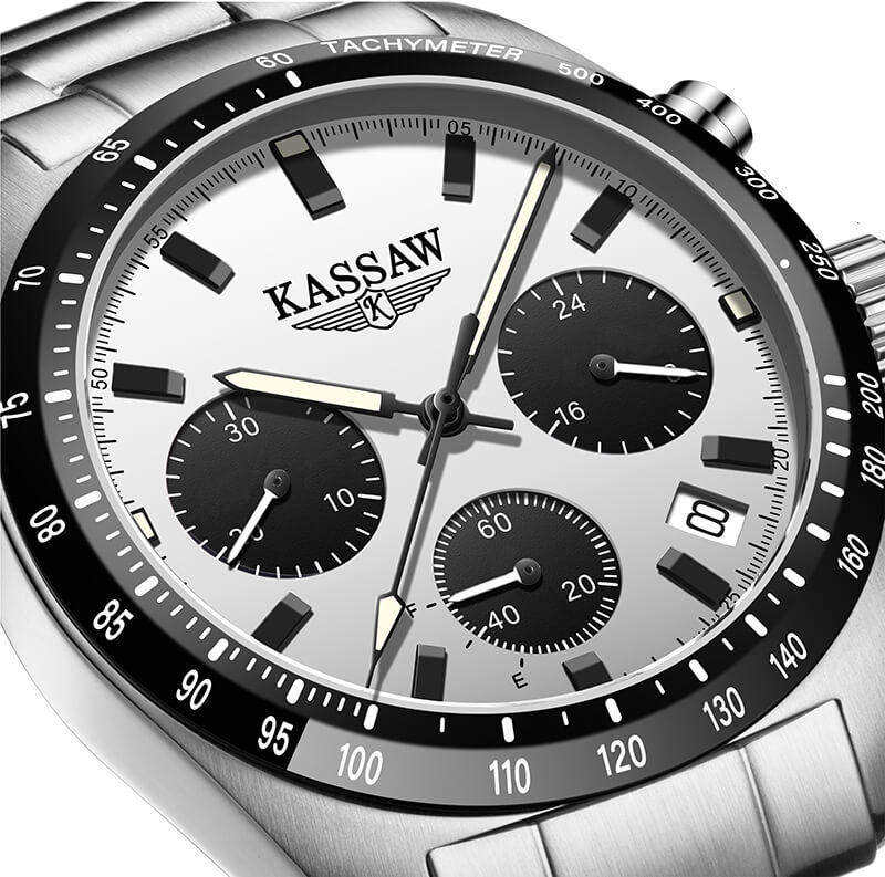 Đồng hồ nam chính hãng KASSAW Eco Drive K988-1 (Năng lượng mặt trời) Kính sapphire ,chống xước,Chống nước ,BH 24 tháng