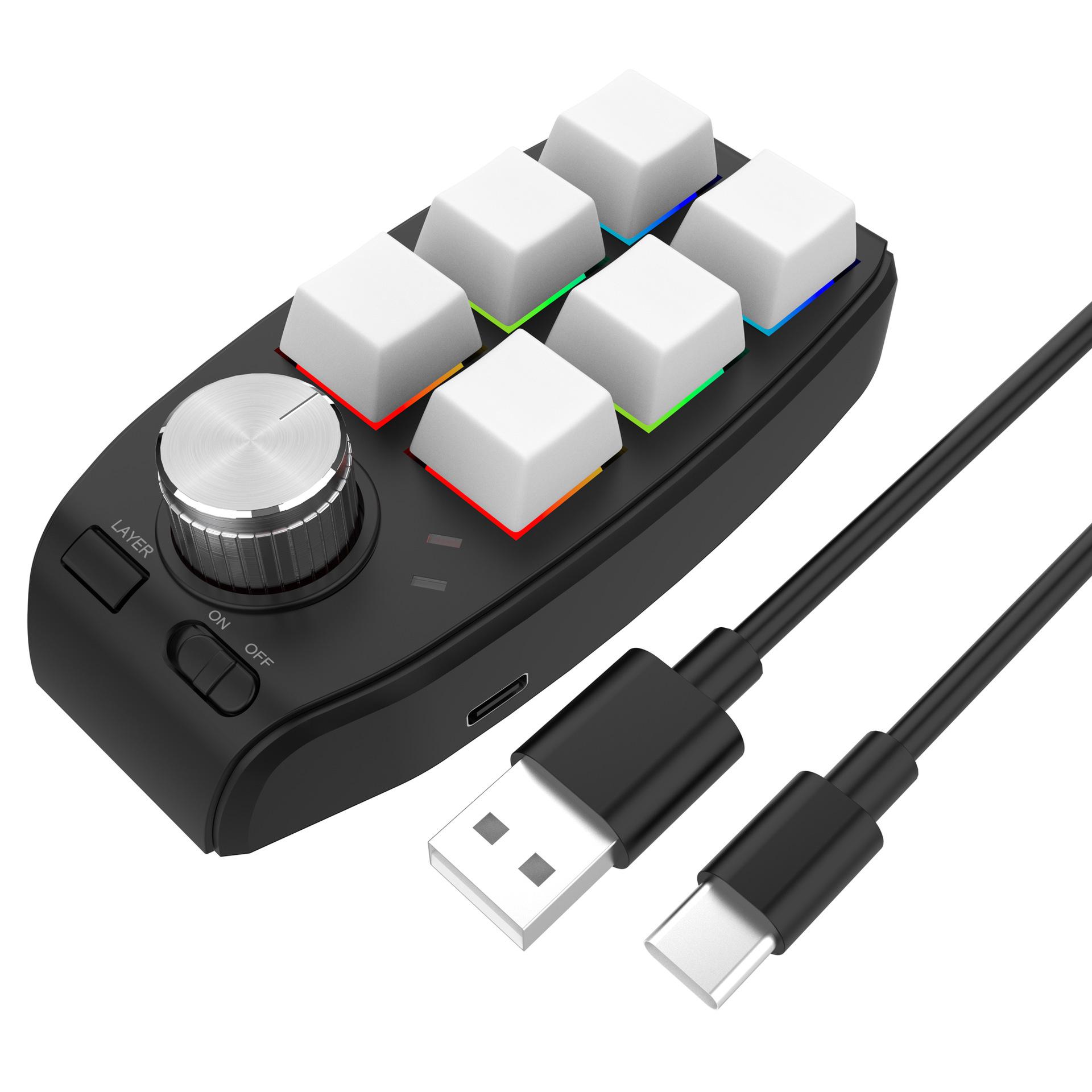 Giao hàng nhanh Núm 6 phím Bluetooth tùy chỉnh lập trình vĩ mô bàn phím cơ văn phòng phím tắt PS copy paste vẽ thiết kế