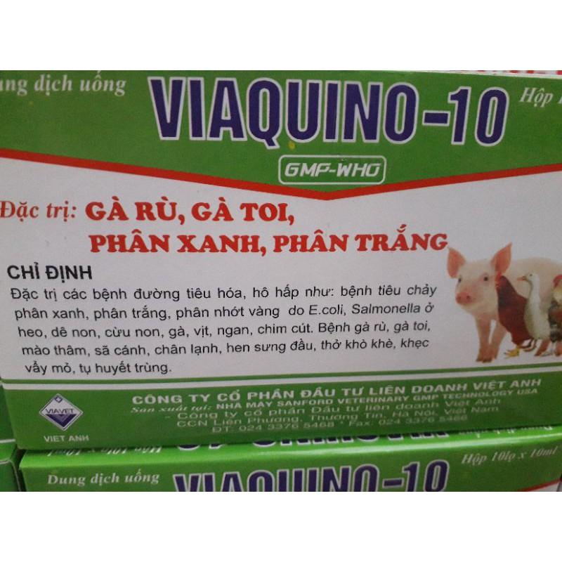 Viaquino 10. lọ 10ml, nhỏ miệng hoặc uống. gà rù, gà toi, phân xanh, phân trắng