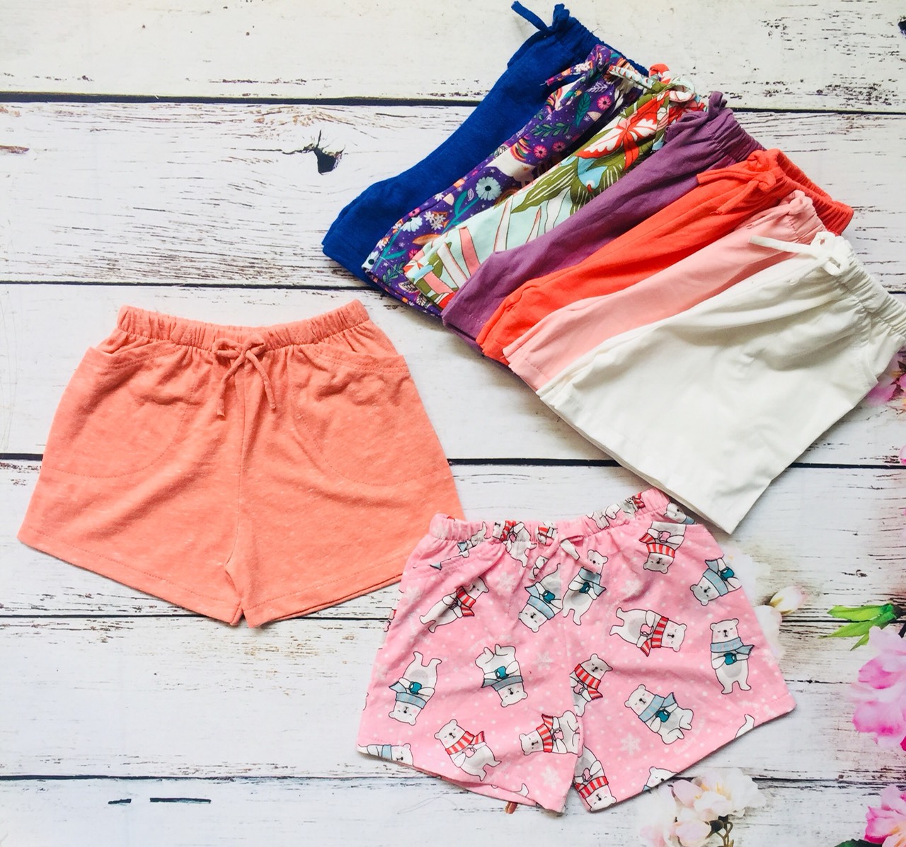 Combo 10 quần thun bé gái cotton co giãn 4 chiều, quần đùi trẻ em, quần mặc nhà, mặc ngủ, cotton mềm mịn thoáng mát