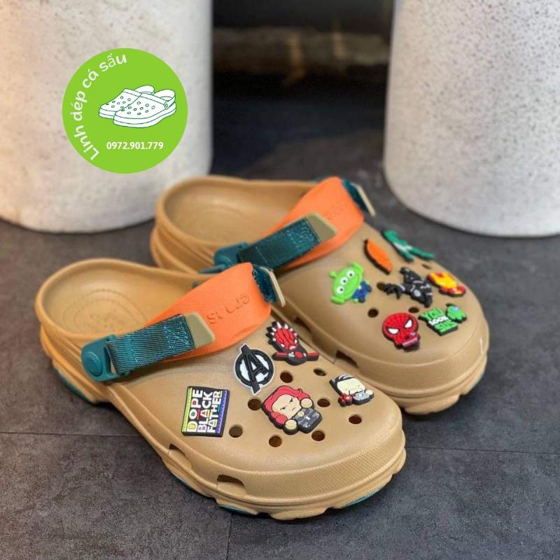 Dép sục cross nam nữ oflaod màu kaki vàng đi mưa, thoáng, bền, hàng xịn, full box