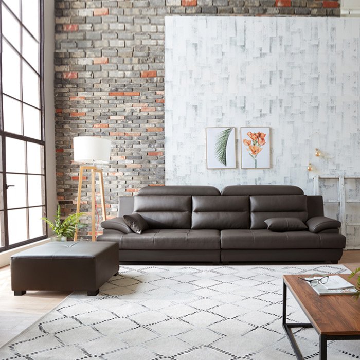 SF300 - GHẾ SOFA DA THẬT 4 CHỖ NGỒI KÈM ĐÔN