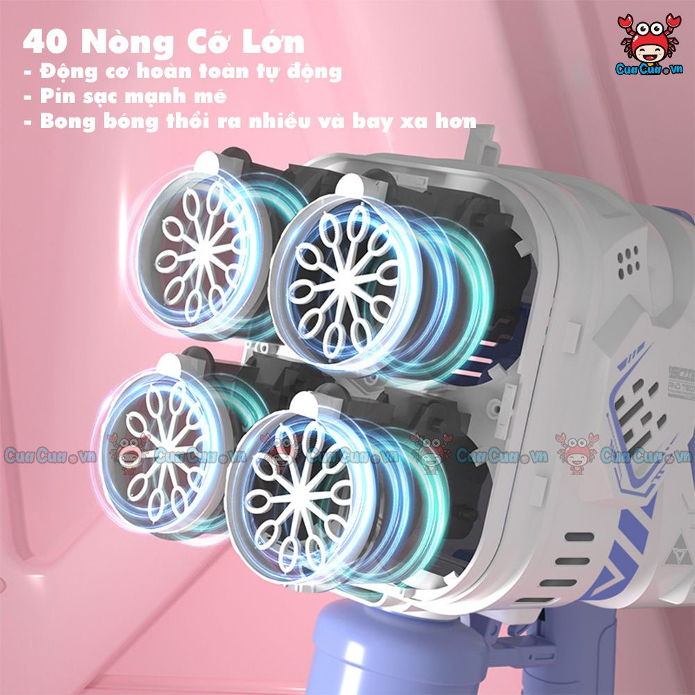 Súng bắn bong bóng xà phòng cỡ lớn 20 30 40 nòng tự động, máy thổi bong bóng tự động phun nhiều nòng đồ chơi cho bé chụp ảnh ngoài trời