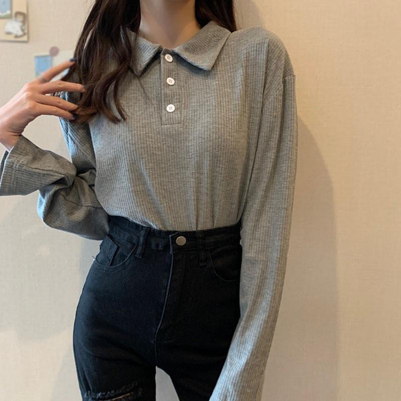 Áo Thun Nữ Tay Dài Dáng Rộng Phong Cách Hàn Quốc
