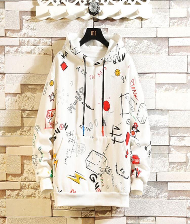 Áo khoác/Áo nỉ nam, loại mỏng, họa tiết in hoa, hình graffiti, size lớn, kiểu dáng thời trang TA235