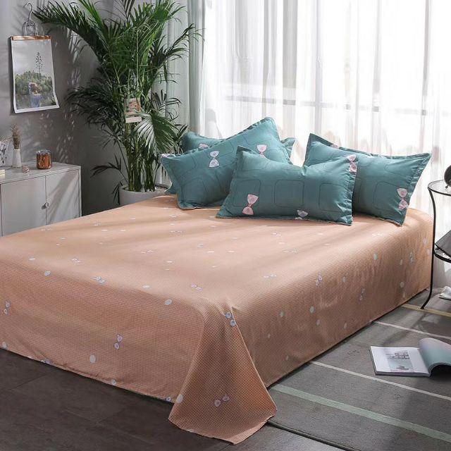 Bộ Chăn Ga Gối Nơ Xanh Cotton Poly