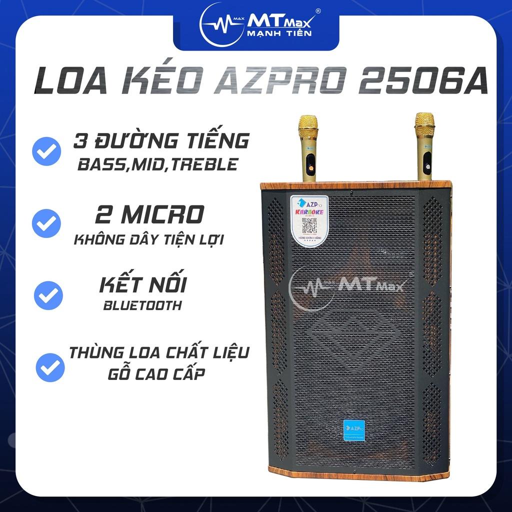 Loa kéo AZPro 2506A - Bản cải tiến có reverb - Loa kéo di động 3 đường tiếng bass 4 tấc - Tặng kèm 2 micro không dây