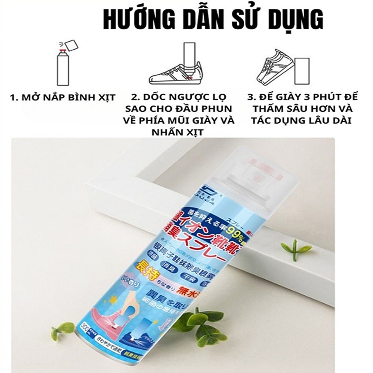 Chai xịt khử mùi giày dép công nghệ nano bạc, khử mùi hôi chân, giày hiệu quả, loại bỏ 99% vi khuẩn gây mùi hôi giày dép - hàng chính hãng