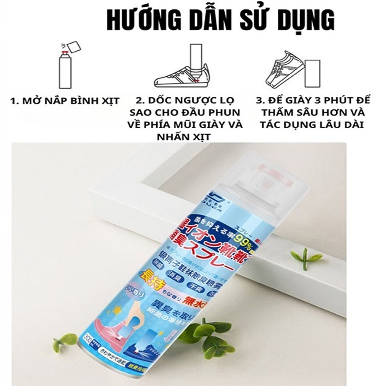 Chai xịt khử mùi giày dép công nghệ nano bạc, khử mùi hôi chân, giày hiệu quả, loại bỏ 99% vi khuẩn gây mùi hôi giày dép - hàng chính hãng