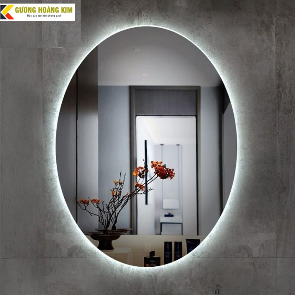 Gương elip oval bầu dục trang điển treo tường đèn led cảm ứng thông minh kích thước 60x80 cm - guong mirror
