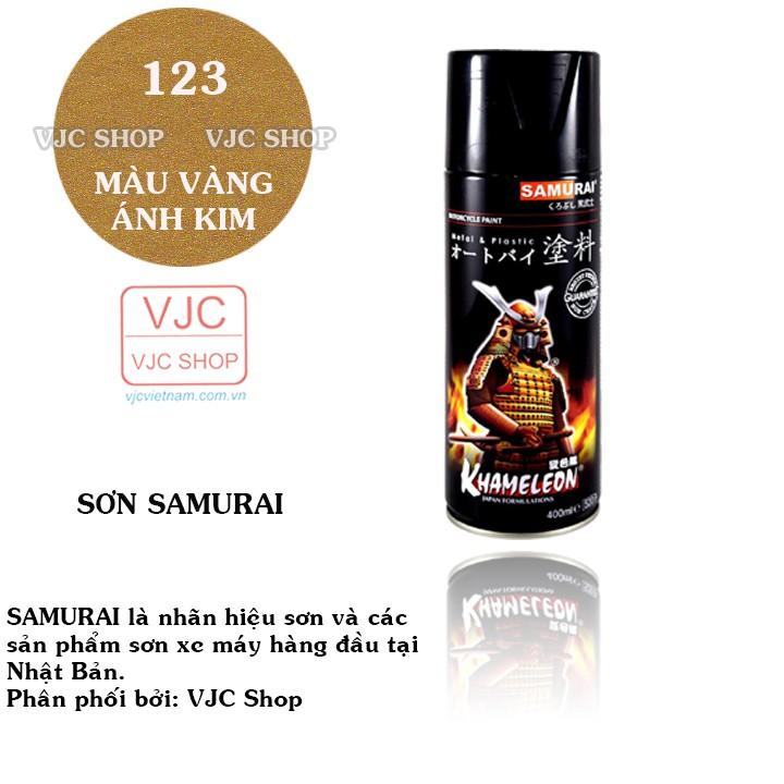 Chai sơn xịt sơn dành cho xe máy cao cấp SAMURAI màu vàng ánh kim 123 dung tích 400 ml