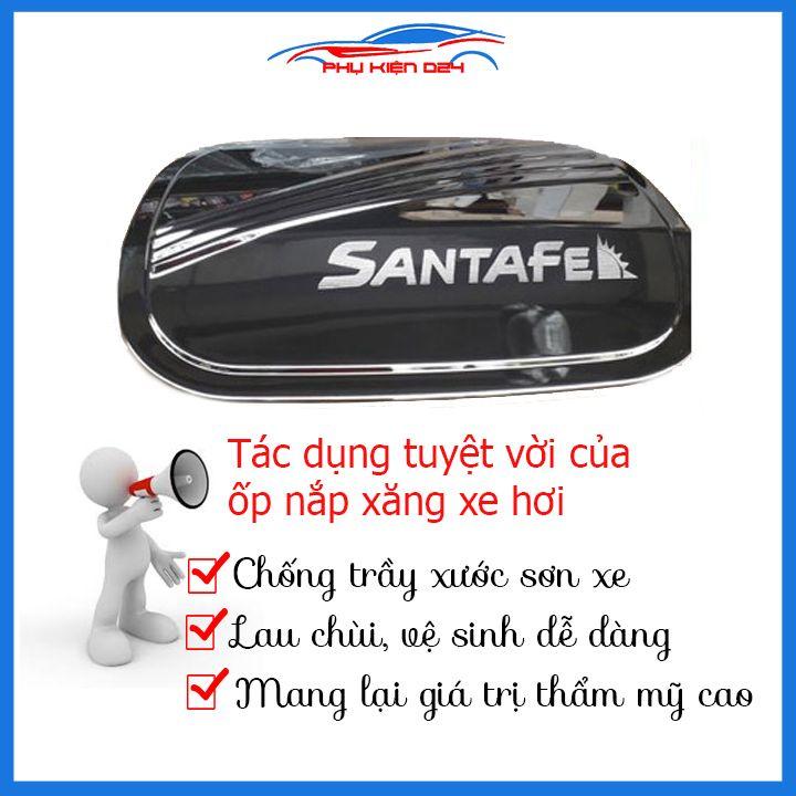 Ốp nắp bình xăng Santafe 2019 mạ crom bảo vệ chống trầy trang trí ô tô