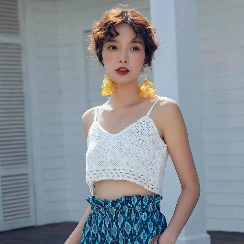 Áo 2 dây đan móc đi biển siêu xinh