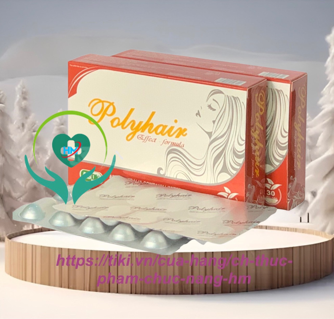 Dưỡng tóc POLYHAIR - Hộp 30 Viên - Dưỡng tóc suôn mượt, kích thích mọc tóc, ngăn ngừa rụng tóc, xơ tóc