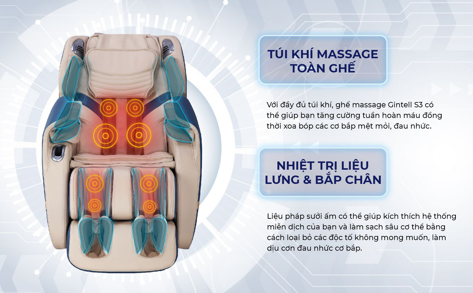 Ghế Massage Toàn Thân GINTELL S3 Superchair | 3 năm bảo hành chính hãng