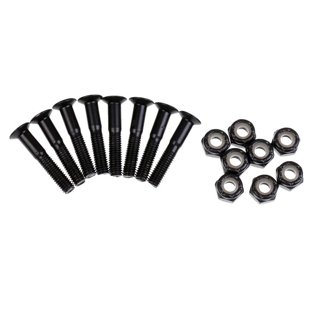 2-10pack 8 Pieces/ Set Cruiser Longboard Skateboard Hardware Screws Nuts - Black