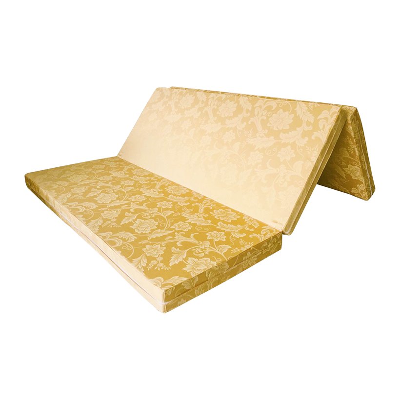 Nệm cao su Ansanko 1m2 gấp 3 (1.2mx2.0m) vải gấm Damask cao cấp có chần - Hoa văn màu sắc ngẫu nhiên