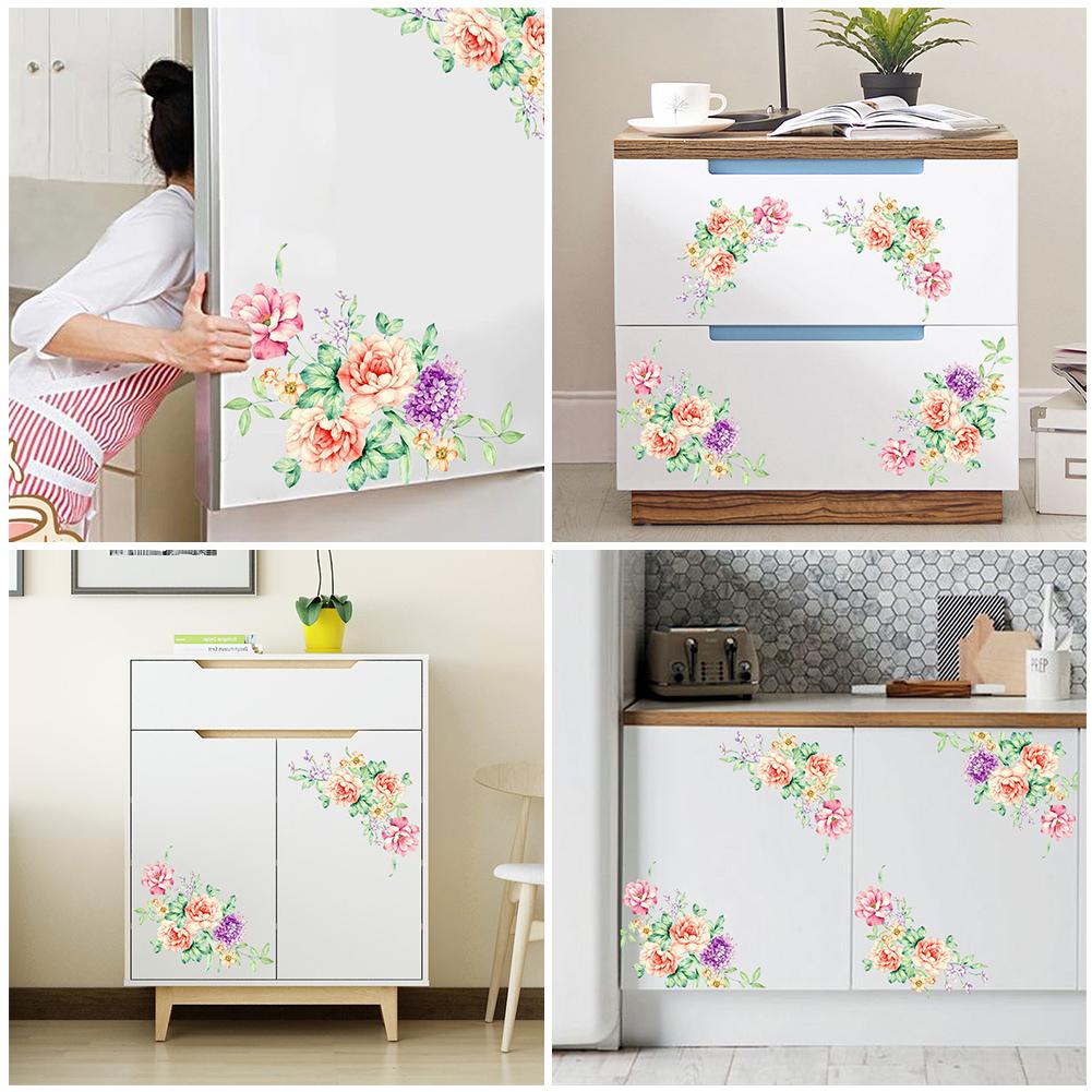 Sticker Dán Tường Trang Trí Hình Hoa Mẫu Đơn Chất Liệu Pvc Tháo Gỡ Được