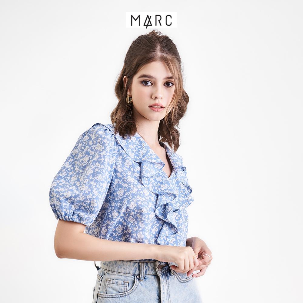 Áo kiểu form suông nữ MARC FASHION hoạ tiết cổ tim phối bèo FALH093422