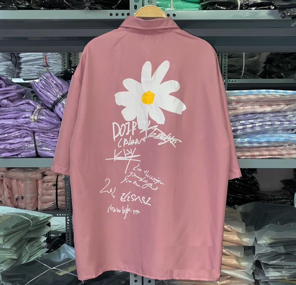Áo Sơ Mi Tay Lỡ Hoa Cúc Unisex Dáng Rộng