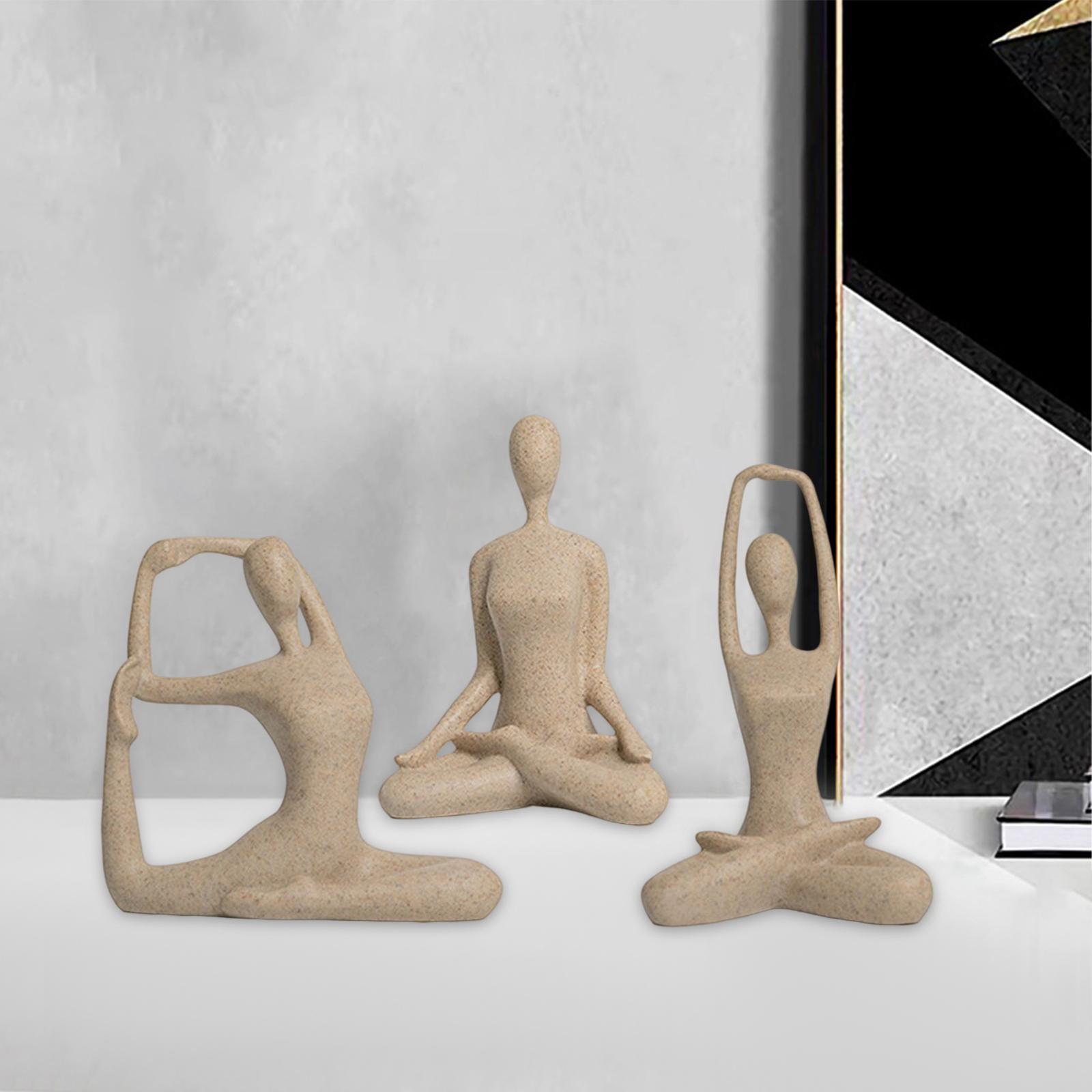 3Pcs Yoga Pose Statue Figurine Holiday Office Decor Yoga Figure Sculpture