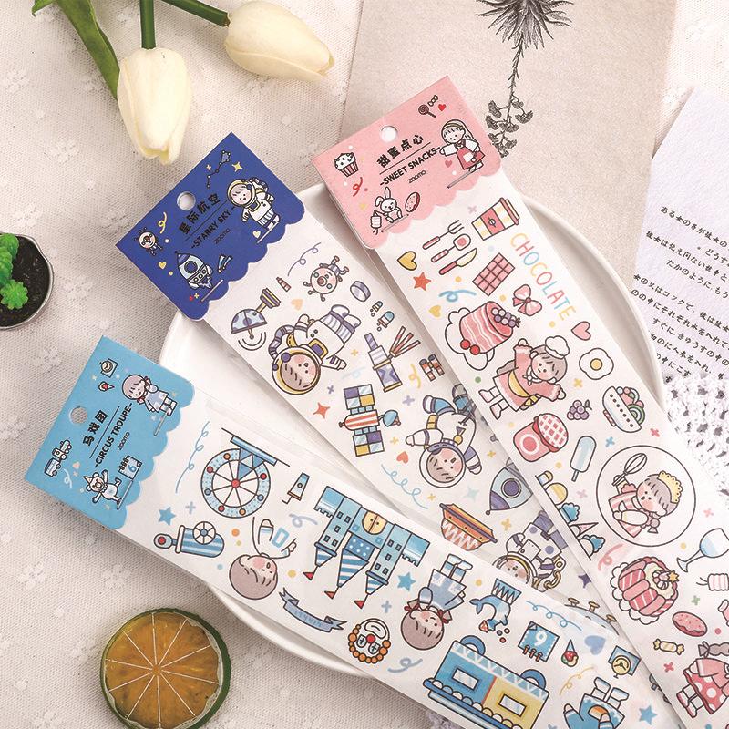 Cuộn Băng Dính Sticker Nhãn Dán Washi Dùng Trang Trí Sổ Lưu Bút ST173