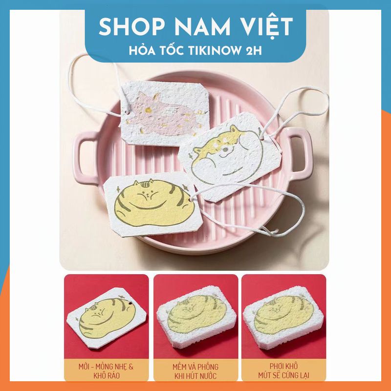 Mút Rửa Chén Cotton Gỗ Sinh Thái Dạng Nén