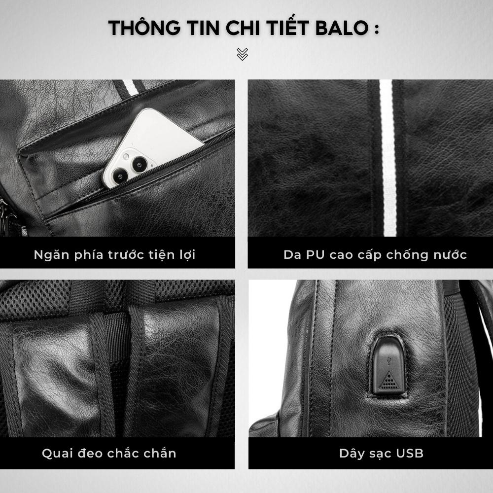 Balo da thời trang nam nữ da PU cao cấp chống nước cặp đi học đi chơi ulzzang đựng laptop 15.6 inh