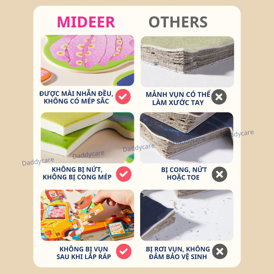 Xếp Hình Cho Bé 3, 4, 5 Tuổi cấp độ Mideer puzzles Level Up 3 Natural Scenery đồ chơi trí tuệ cho bé