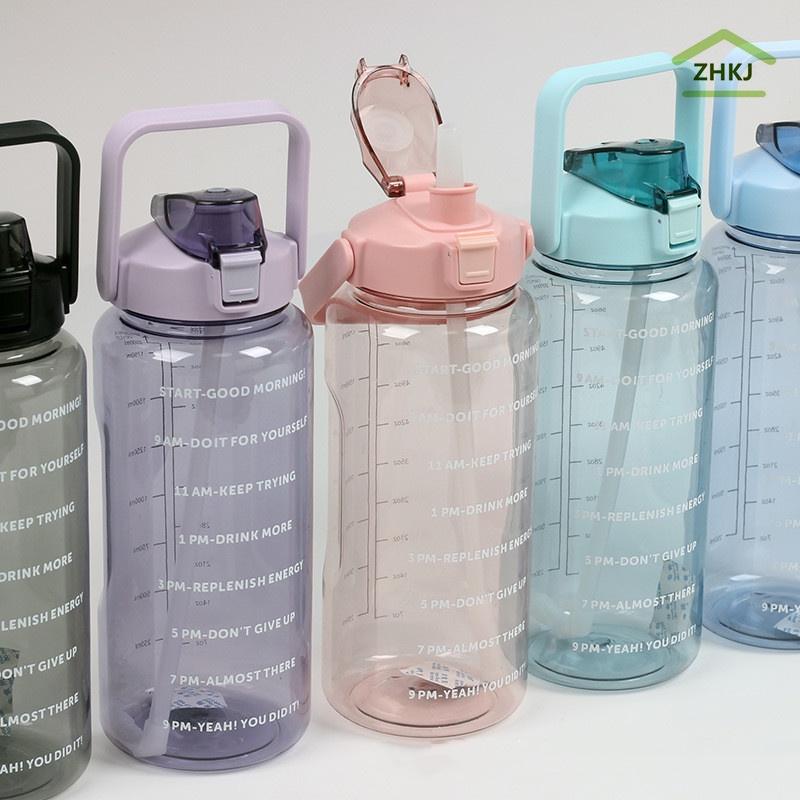 Bình Uống Nước Thể Thao Nắp Lật Có Ống Hút Dung Tích 2L 64OZ Tiện Dụng