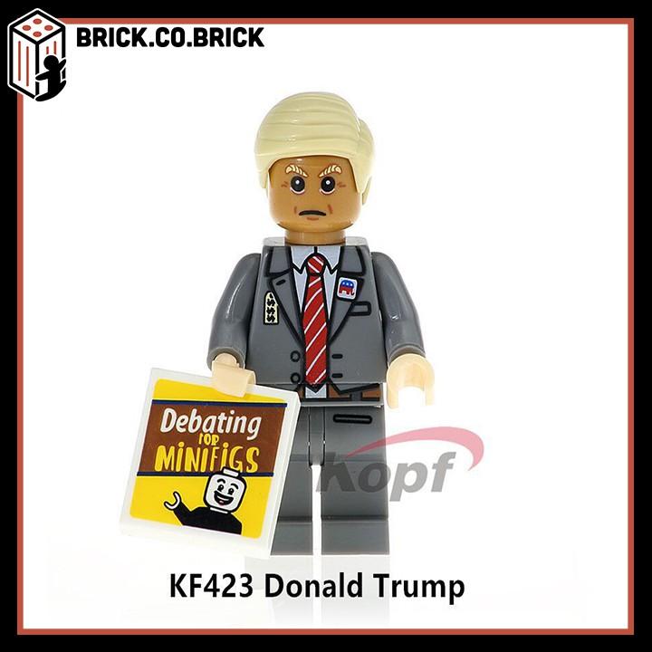 Đồ Chơi Nhân vật Lắp ráp Chính trị gia Mỹ Clinton và Tổng Thống Mỹ Trump Make America Great Again KF 423 424 191 - KF424